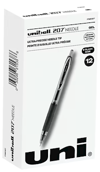 PENS, UNIBALL NEEDLE, GEL, RETRACTABLE, MEDIUM POINT, 0.7MM, BLACK INK, 12/CT MAIN